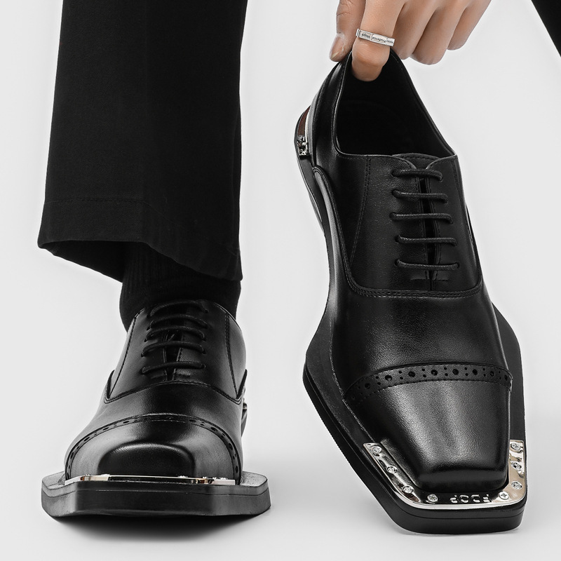 Mens Formal Look - รองเท้าหนังผู้ชาย - สไตล์อังกฤษสำหรับชุดทางการ - ส้นรองเท้าแข็งแรง -