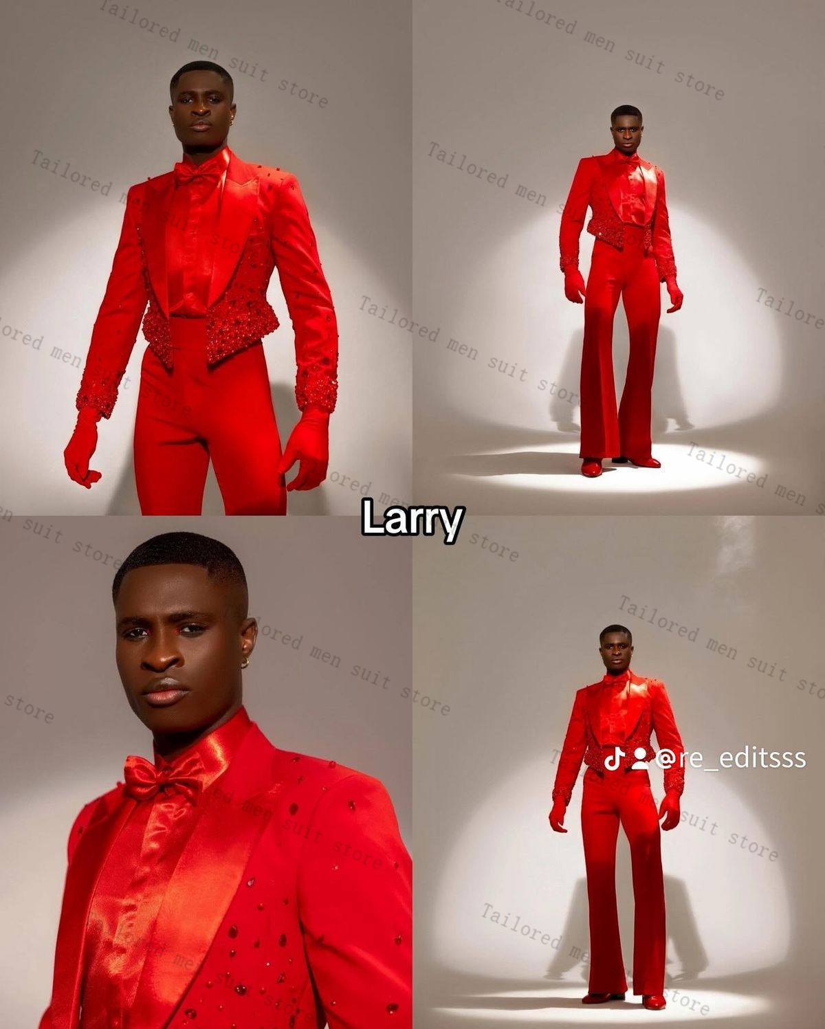 Men Formal Wear Wedding Guest - ชุดสูทผู้ชายสีแดงคริสตัล 2 ชิ้น เสื้อสูทสั้น+กางเกงขายาว ชุดทักซิโด้สำหรับงานแต่งงาน แจ็คเก็ตสำหรับงานทางการ