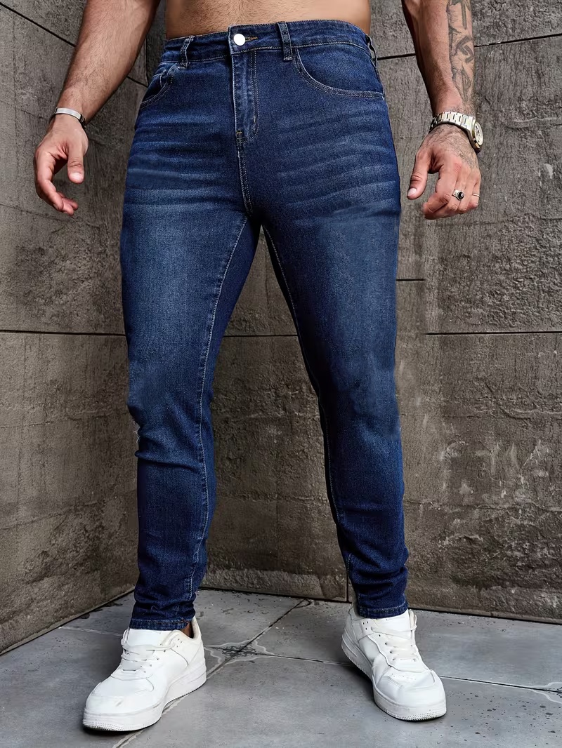Men Formal Wear With Jeans - กางเกงยีนส์ยืดสำหรับผู้ชาย - เหมาะสำหรับทุกฤดูกาล, ใส่ได้ทุกวันและในโอกาสทางการ, ดูแลง่าย, สีฟ้าคลาสสิก,