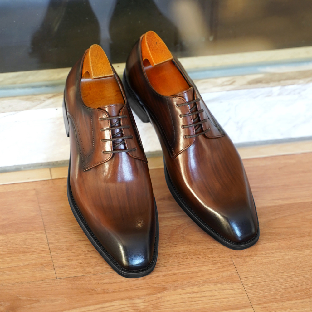 Men'S Formal Wear - ผู้ชายธุรกิจรองเท้า Distressed ไม้ GRAIN Square Toe