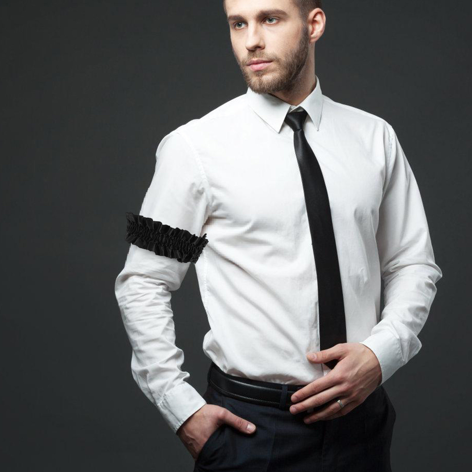 Men Formal Wear Shirts - สายรัดแขนเสื้อผู้ชาย 3 คู่ ทำจากผ้าซาตินยืดหยุ่น ป้องกันการลื่น ใช้ได้ทุกวัน