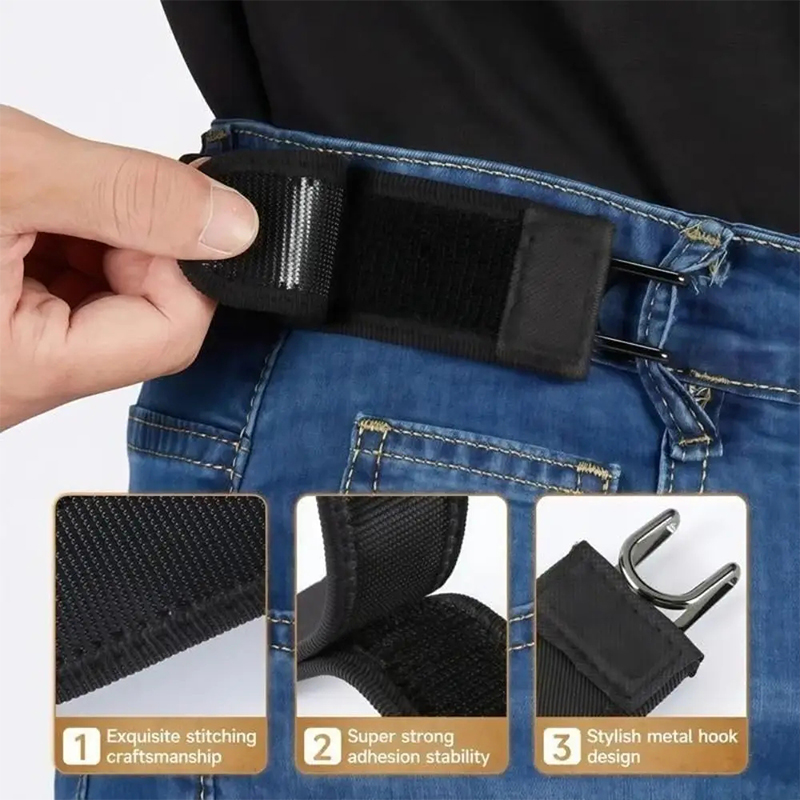 Men Formal Wear With Jeans - เข็มขัดเอวยางยืดแบบไม่มีหัวเข็มขัด ปรับได้ ตะขอโลหะ ไม่ทำให้ดูนูน สายรัดสวมใส่สบายสำหรับกางเกงยีนส์ กางเกง
