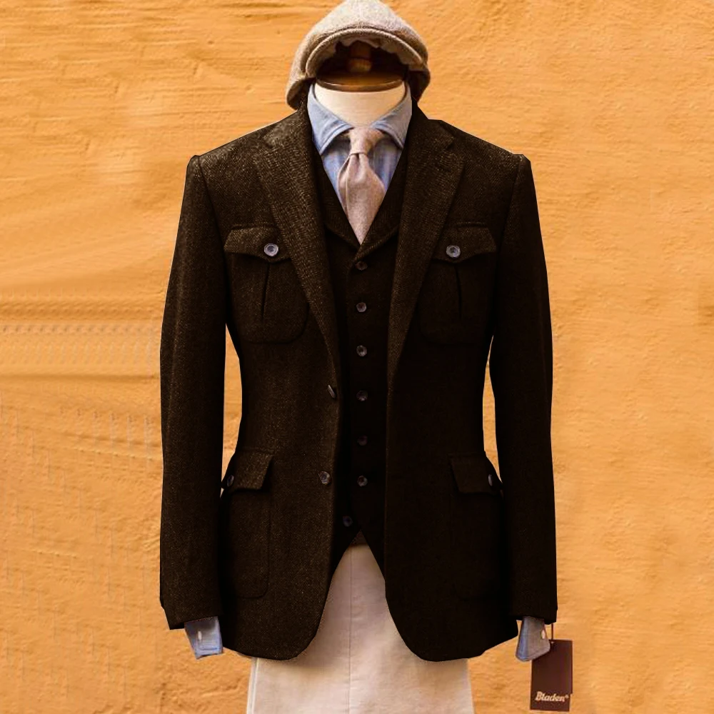 Mens Formal Look - ชุดสูทผู้ชายลายก้างปลา ชุดสูททางการ ชุดเจ้าบ่าวงานแต่งงานที่ดีที่สุด ปรับแต่งได้ ดีไซน์สวยหรู ชุด
