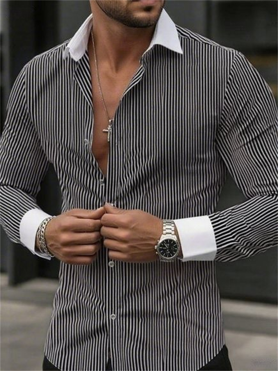 เสื้อเชิ้ตแขนยาวปกทางการลายทาง - Men Formal Wear Shirts บทวิจารณ์และราคา