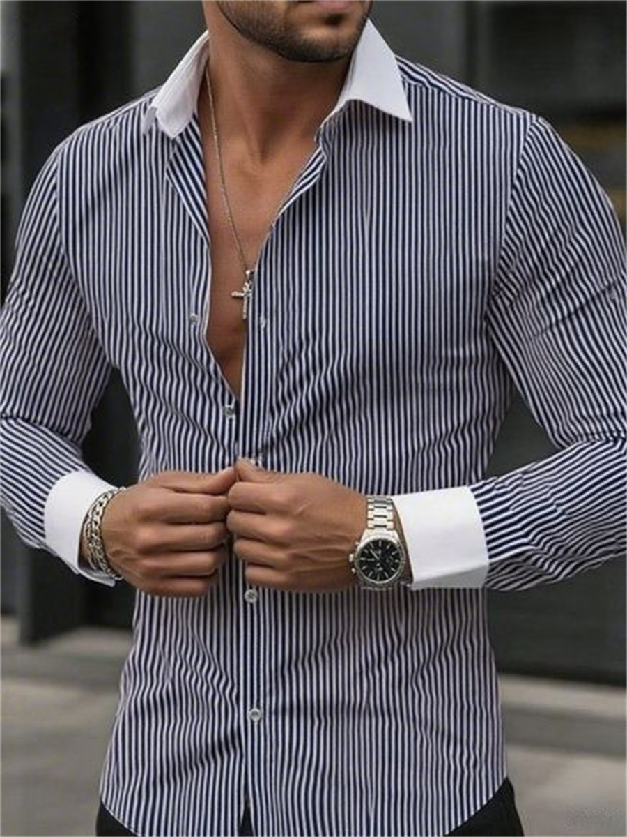 เสื้อเชิ้ตแขนยาวปกทางการลายทาง - Men Formal Wear Shirts บทวิจารณ์และราคา