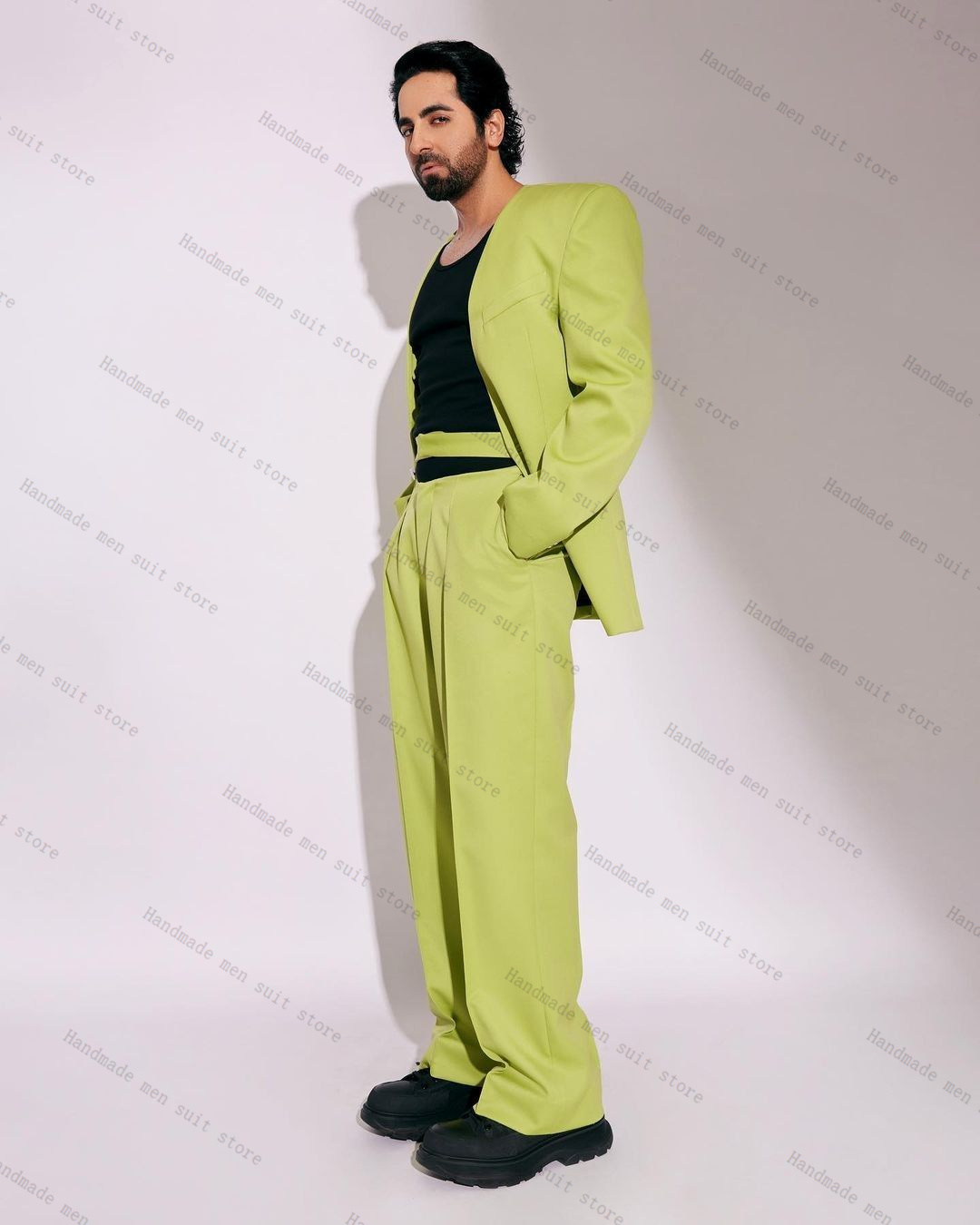 ชุดสูทผู้ชายสีเขียวแฟชั่น 2 ชิ - Men Formal Wear Wedding Guest บทวิจารณ์และราคา