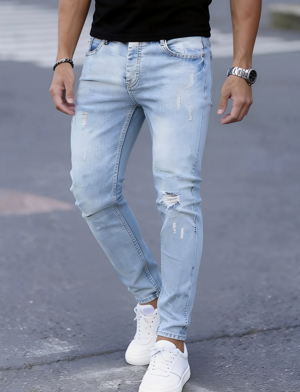 กางเกงยีนส์ผู้ชายทรงสลิมฟิตแบบ - Men Formal Wear With Jeans บทวิจารณ์และราคา
