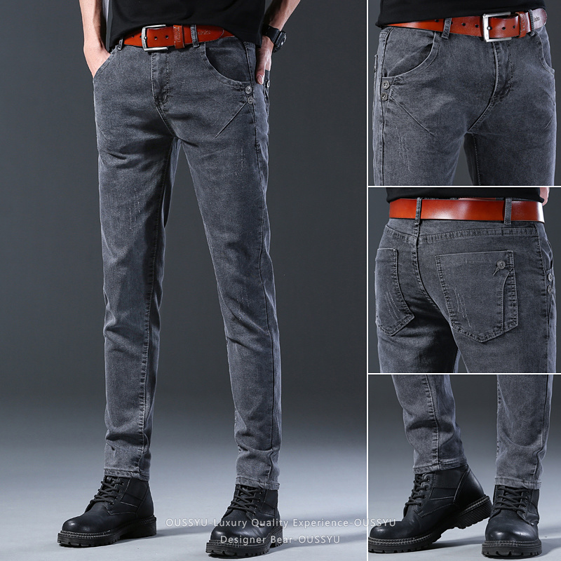 กางเกงยีนส์เดนิมทรงสลิมขากระบอ - Men Formal Wear With Jeans บทวิจารณ์และราคา