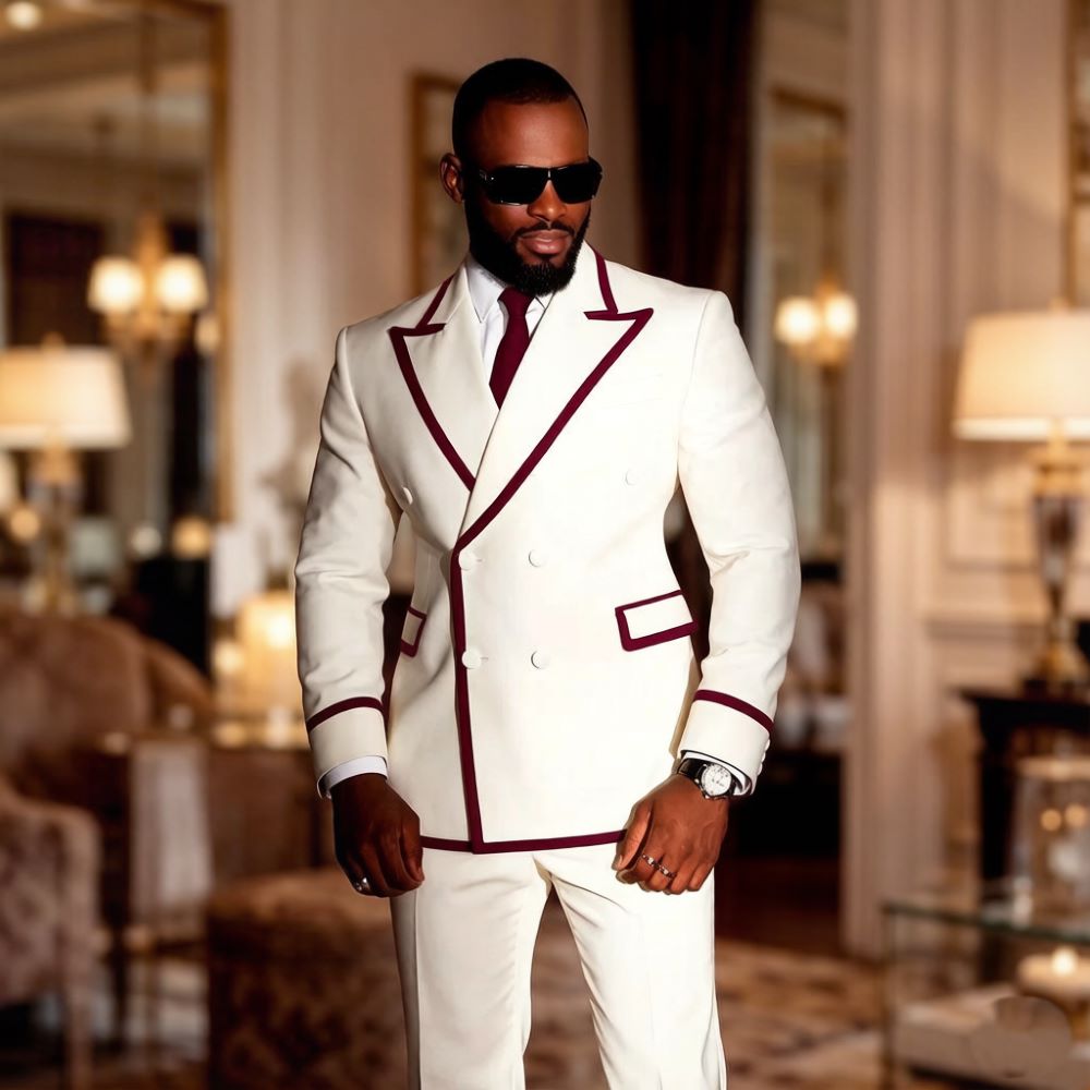 ชุดสูทสีขาวแบบกระดุมสองแถวสำหร - Mens Formal Look บทวิจารณ์และราคา