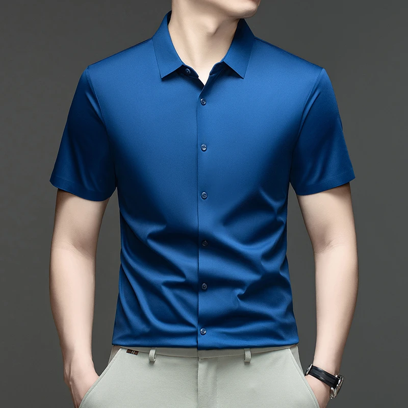เสื้อเชิ้ตผู้ชายแขนสั้นผ้าไหมน - Mens Formal Look บทวิจารณ์และราคา